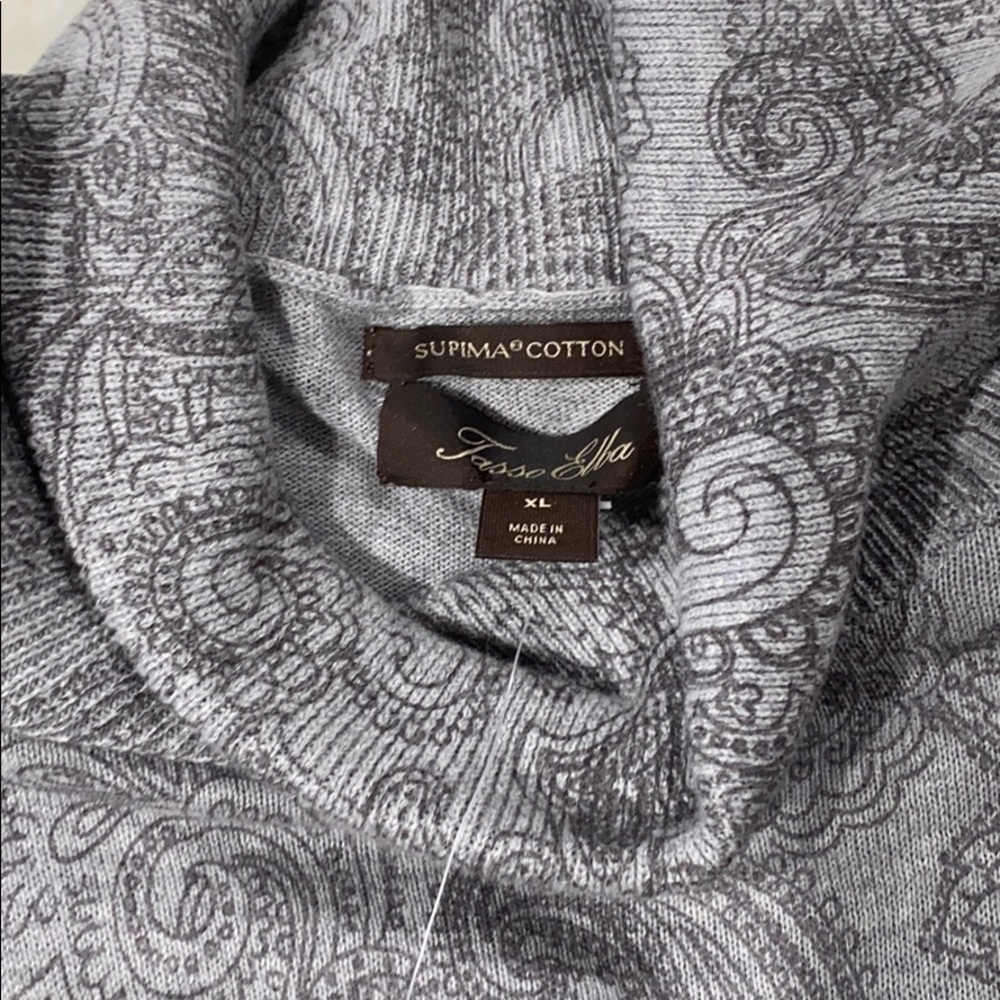 Tasso Elba Men's Paisley Supima Cotton Turtleneck - Picture 6 of 9